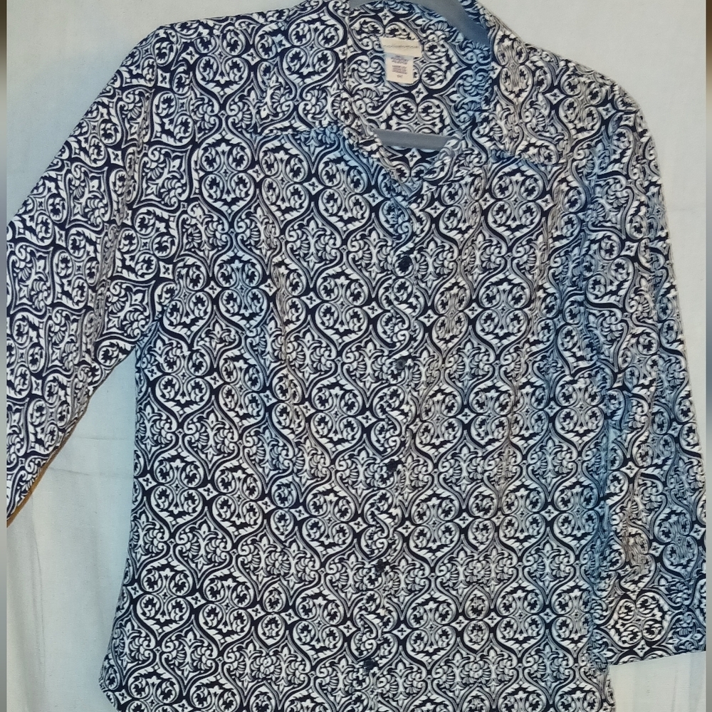 Covington Patterned Button Down Blouse - Picture 2 of 9